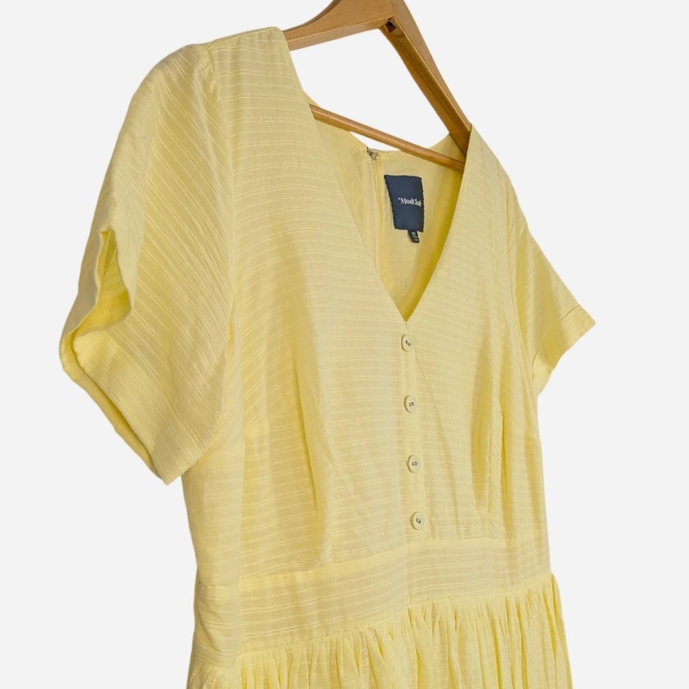 ModCloth Fabulous Fit & Flare Shirt Dress Pockets Butter Yellow 20 - Picture 5 of 9